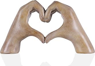 Heart Hand Sculpture, Wood Grain Home Decor for Room, Shelf, Coffee Table, Dining Table Centerpiece Birthday & Memorial Gifts for Women, Girlfriend, Girls, Mom