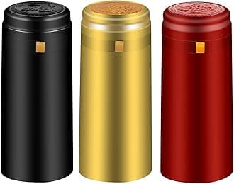 PVC heat shrink capsules - 120 count, 3 colors wine shrink wrap seal bottle corks capsule for professional, cellars and home use - black, red, gold
