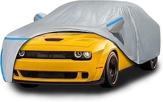 Waterproof Car Cover for 2008-2025 Dodge Challenger, Custom-fit All Weather Sun Rain UV Dust Snow Protection Outdoor Challenger Full Car Cover with Door Zipper and Cotton Lining-Gray