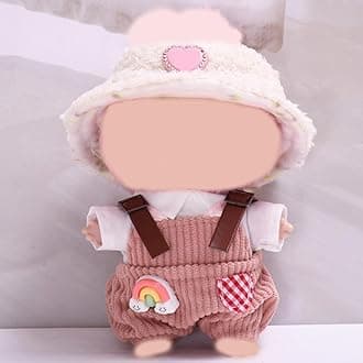 Clothes for 17cm Dolls Clothes Accessories(Just Clothes No Doll), Cute Jumpsuit&hat Outfit Suitable for 6.69inch (17cm) Doll Soft Cotton Clothing Replacement