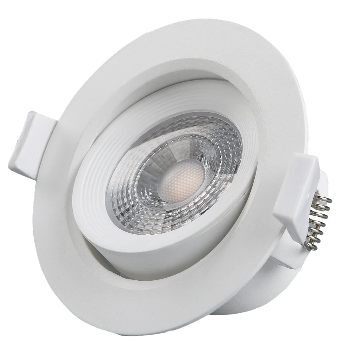 Adjustable Round LED Downlight 7W 240VAC -White Ceiling Spotlight IP40 Rated | For Indoor Home & Office Use (3000K - Warm White -)