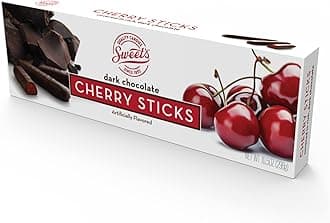 Sweet Candy Company Dark Chocolate Cherry Sticks - Gourmet Chocolate Covered Sticks, Chocolate Fruit Flavored Sticks, Gift Idea for Holidays, Gluten Free, Kosher - 10.5 oz Box