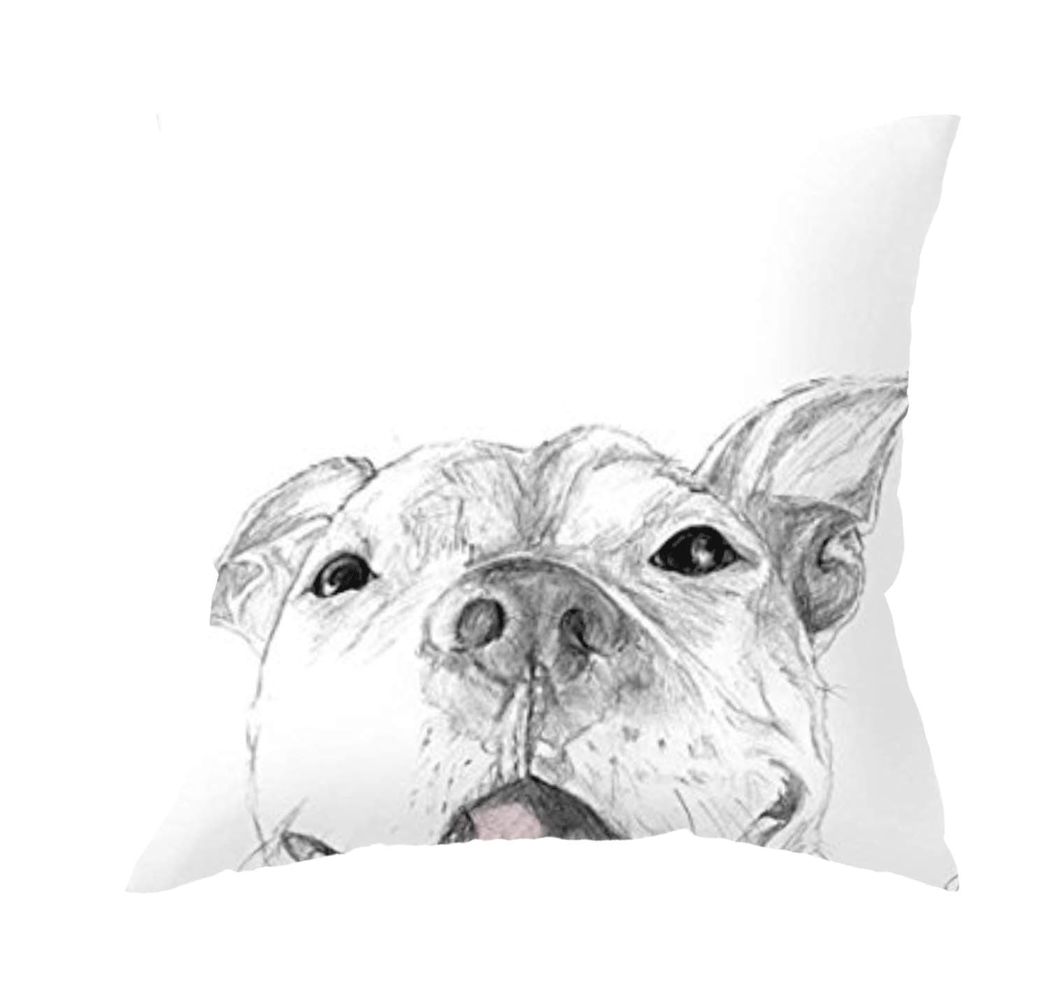 Nextchange Sketch A Smile is Worth A Thousand Words A Pit Bull Smile Dog Cotton Pillowcase for Sofa Bed Chair Car (Two Sides) Pillow Cover Size 18x18 in