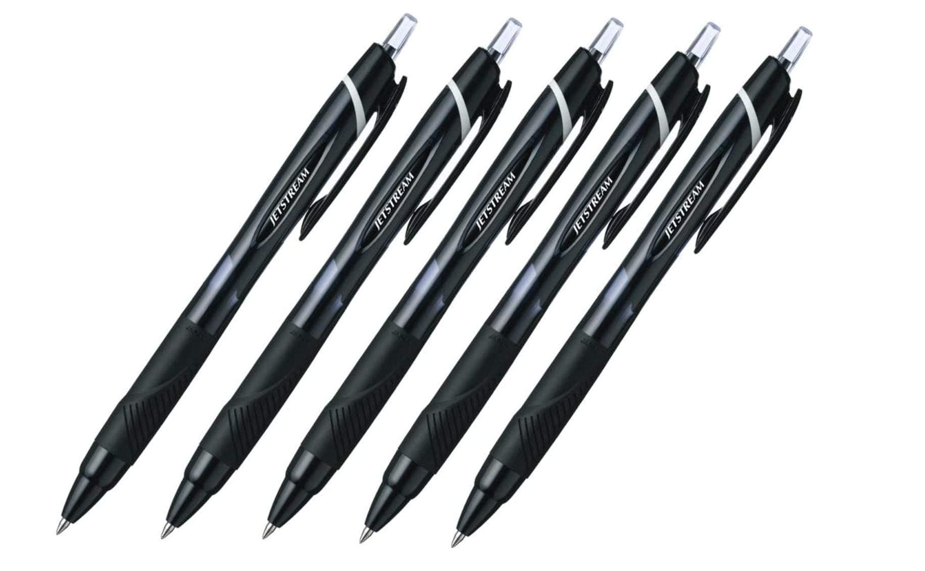 Ball Jetstream Extra Fine Point Retractable Roller Ball Pens,-Rubber Grip Type -0.7mm-Black Ink-Value Set of 5