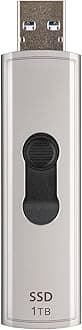 ESD320A 1TB Portable SSD, 10Gbps USB-A External Drive, Up to 1050MB/s, Retractable & Cable-Free, Premium Metal Case TS1TESD320A