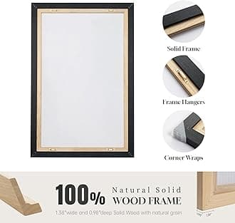 VAN GOGH ART Framed Boho Wall for Living Room, Large 3 Piece Modern Black and Beige Abstract Geometric Pictures Wall Decor, Farmhouse Vintage work Home Decor for Bedroom Hallway Home Office Guest Room