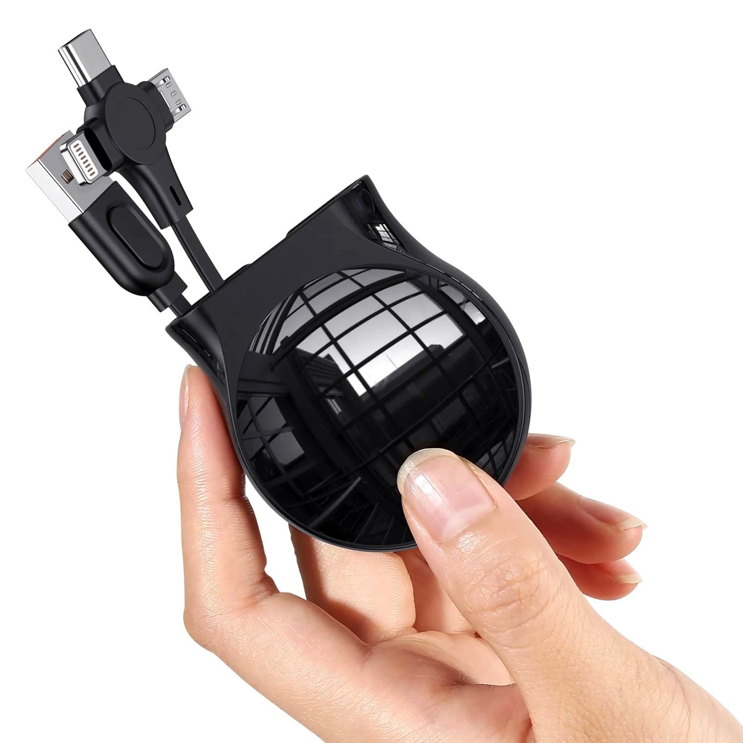 Multi Retractable 3 in 1 Charging Cable 6A,Multi Head Fast Charging Cable,Type C,IP,Micro Multi Port Data Transfer Cable for iPhone,Samsung Gelaxy,PS,Pixel (Black)