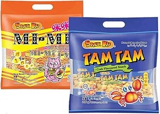 Snek Ku Malaysia Tam Tam Crab Flavour MiMi Prawn Flavour Snack Food Biscuit Biskut Tea Time Biskuat Halal 200g x 1 Pack (Crab Flavour)