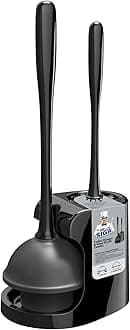 MR.SIGA Toilet Plunger and Bowl Brush Combo for Bathroom Cleaning, Black, 1 Set