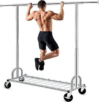 Clothing Garment Rack Capacity 525LBS Clothing Racks on Wheels Rolling Clothes Rack for Hanging Clothes Heavy Duty Collapsible Commercial