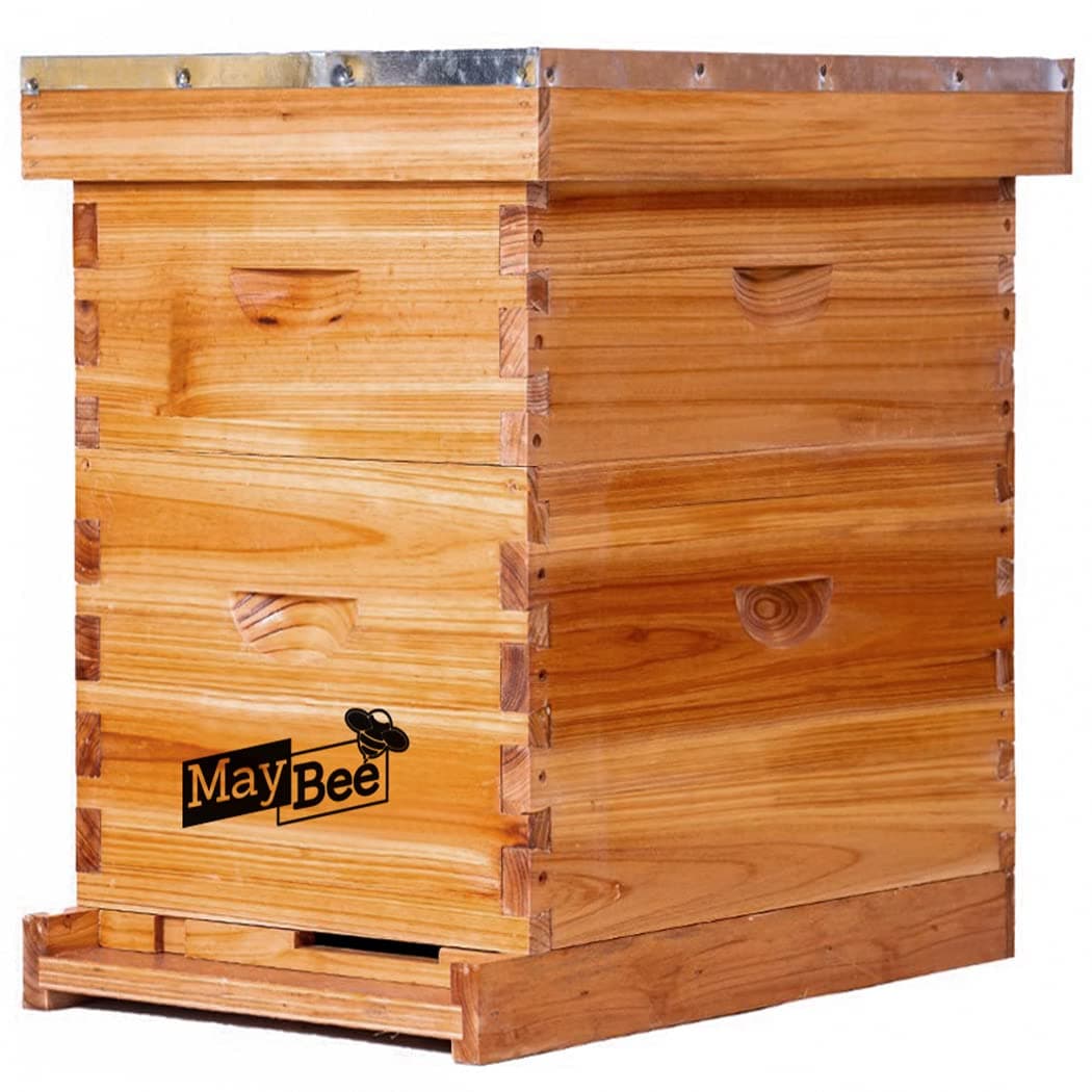 Beeswax Coated Beehive 8 Deep and 8 Medium Frames Langstroth Wooden Beehive Kit for Beginners and Pro Beekeepers Bee Hive for Sale Includes Wooden Frames & Waxed Foundations