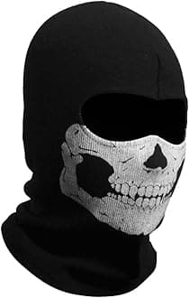 Nuoxinus Black Balaclava Ghosts Skull Full Face Mask for Cosplay Party Halloween Outdoor Motorcycle Bike Cycling Skateboard Hiking Skiing Snowmobile Snowboard