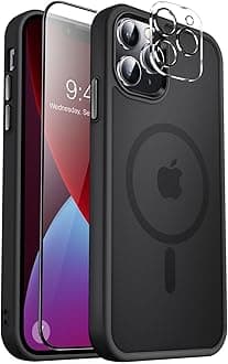 MOCCA Strong Magnetic for iPhone 13 Pro Max Case,[Compatible with Magsafe][Glass Screen Protector+Camera Lens Protector] Slim Thin Shockproof Cover Phone Case for iPhone 13 Pro Max 6.7", Black
