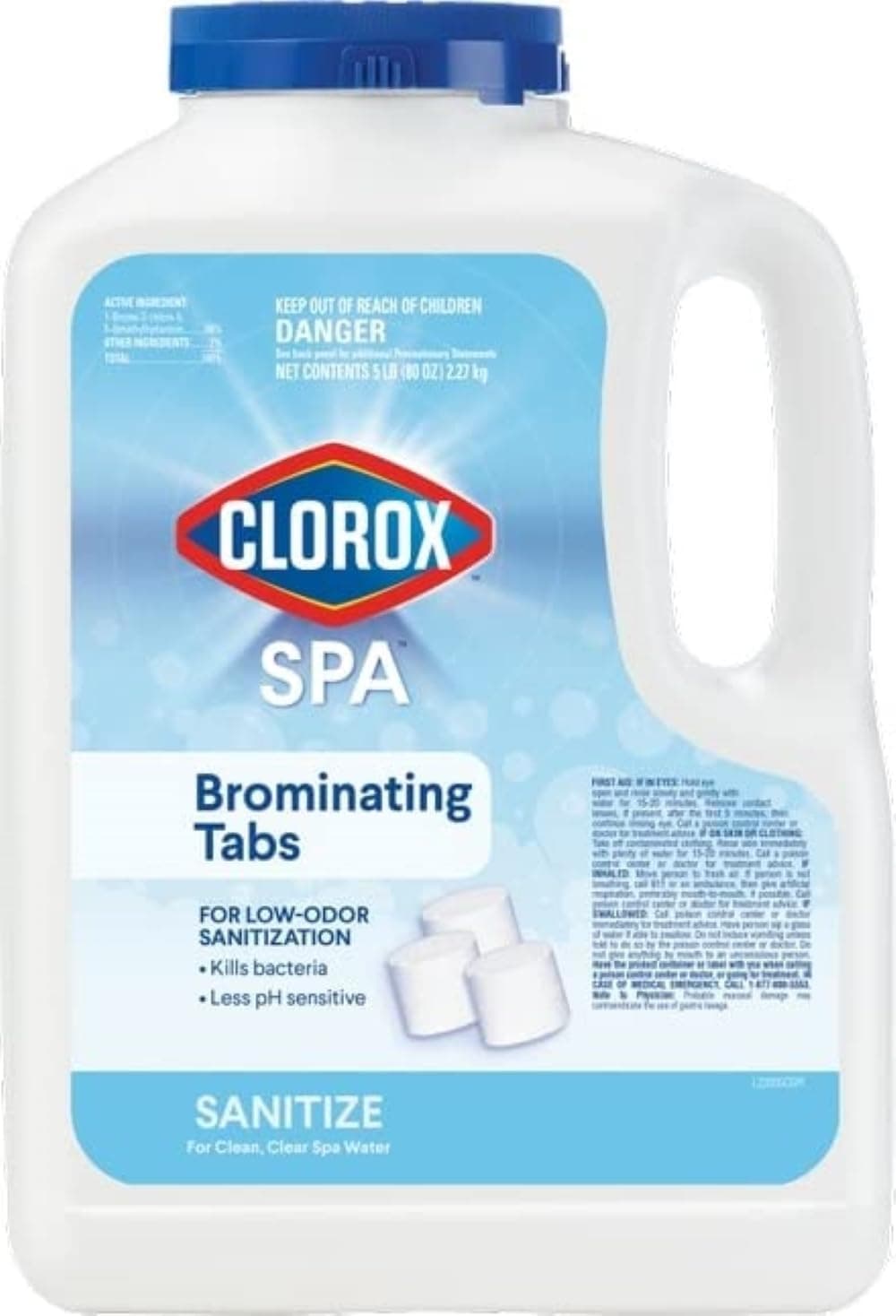 Clorox® Pool&Spa™ Spa Bromine Tablets- Bromine Tablets for Spa & Hot Tub, Low-Odor Sanitization, Kills Bacteria, Restores Water Clarity, Slow-Dissolving, 5LB (Pack of 1)