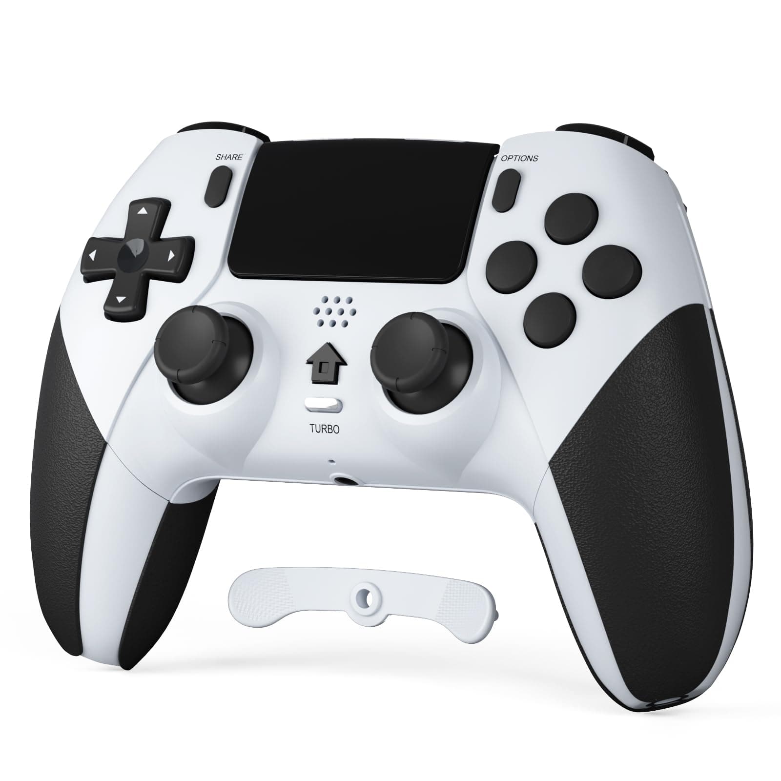 Compatible with PS4 Controller Wireless Controller for P-4/Pro/Slim Bluetooth Remote Gamepad Joystick Vibration Turbo Six-Axis Sensor Audio Jack Touch Panel Wake UP Game Controller White