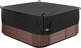 Square Hot Tub Cover 85 x 85 inch, 600D Heavy Duty Oxford Fabric SPA Cover for Hot Tub, Waterproof Outdoor SPA Hard Cover Protector, Waterproof & Anti-UV Jacuzzi Cover, Black