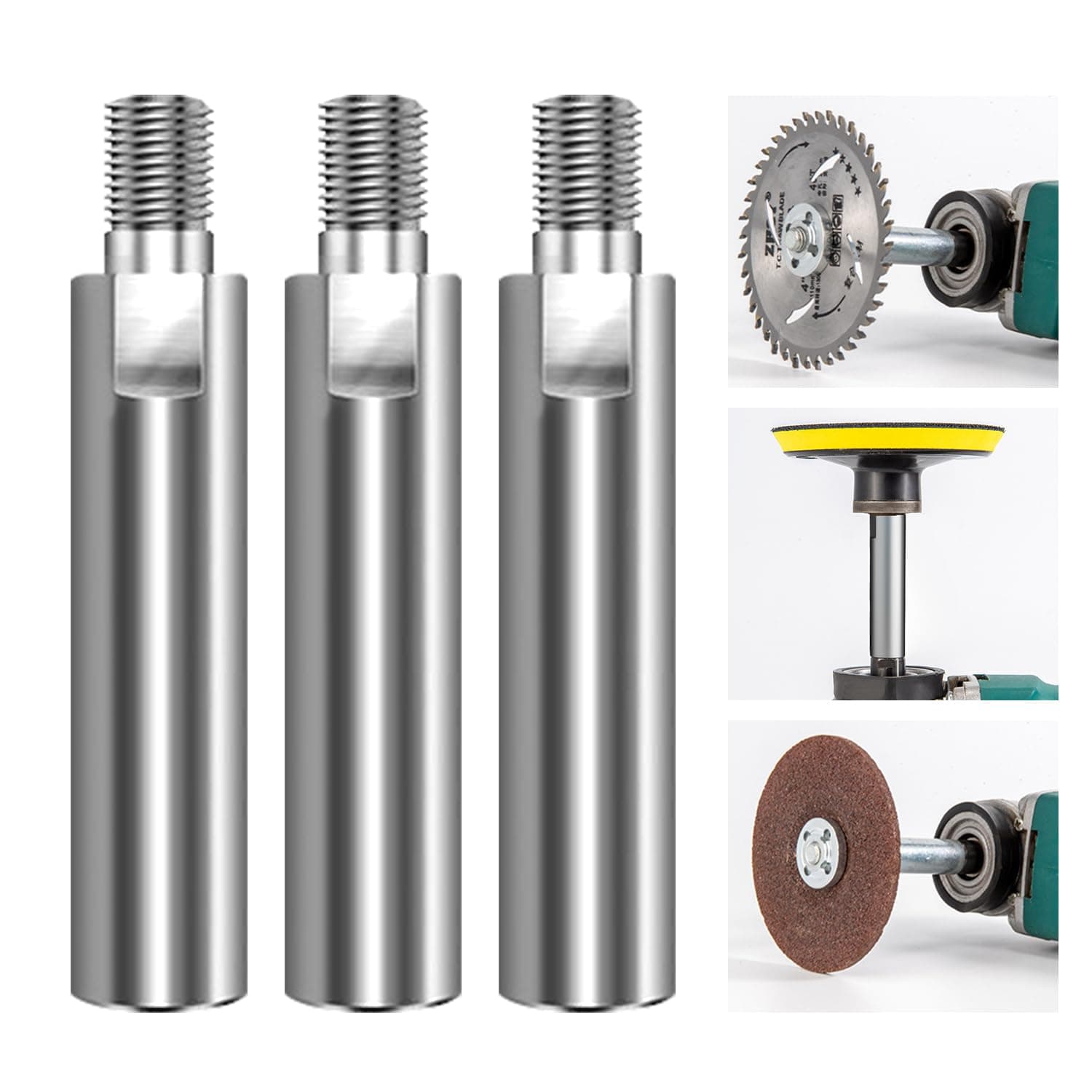 Angle Grinder Extension Rod, Upgrade M10 Thread Polishing Machine Adapter Lever, Angle Grinder Extension for 100 Type Angle Grinder/Polisher, Angle Grinder Extension Connecting Rod(3PCS)