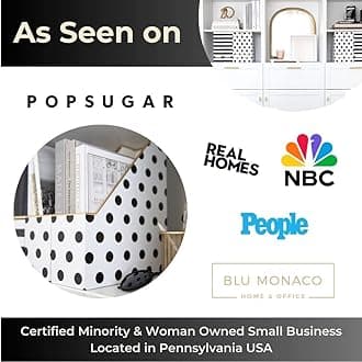 BLU MONACO Set of 4 Stylish Magazine File Boxes - 2 Black and White Stripes and 2 Polka Dots - Office Organization and Storage, Paper Organizer for Desk - Workspace and Classroom Organization