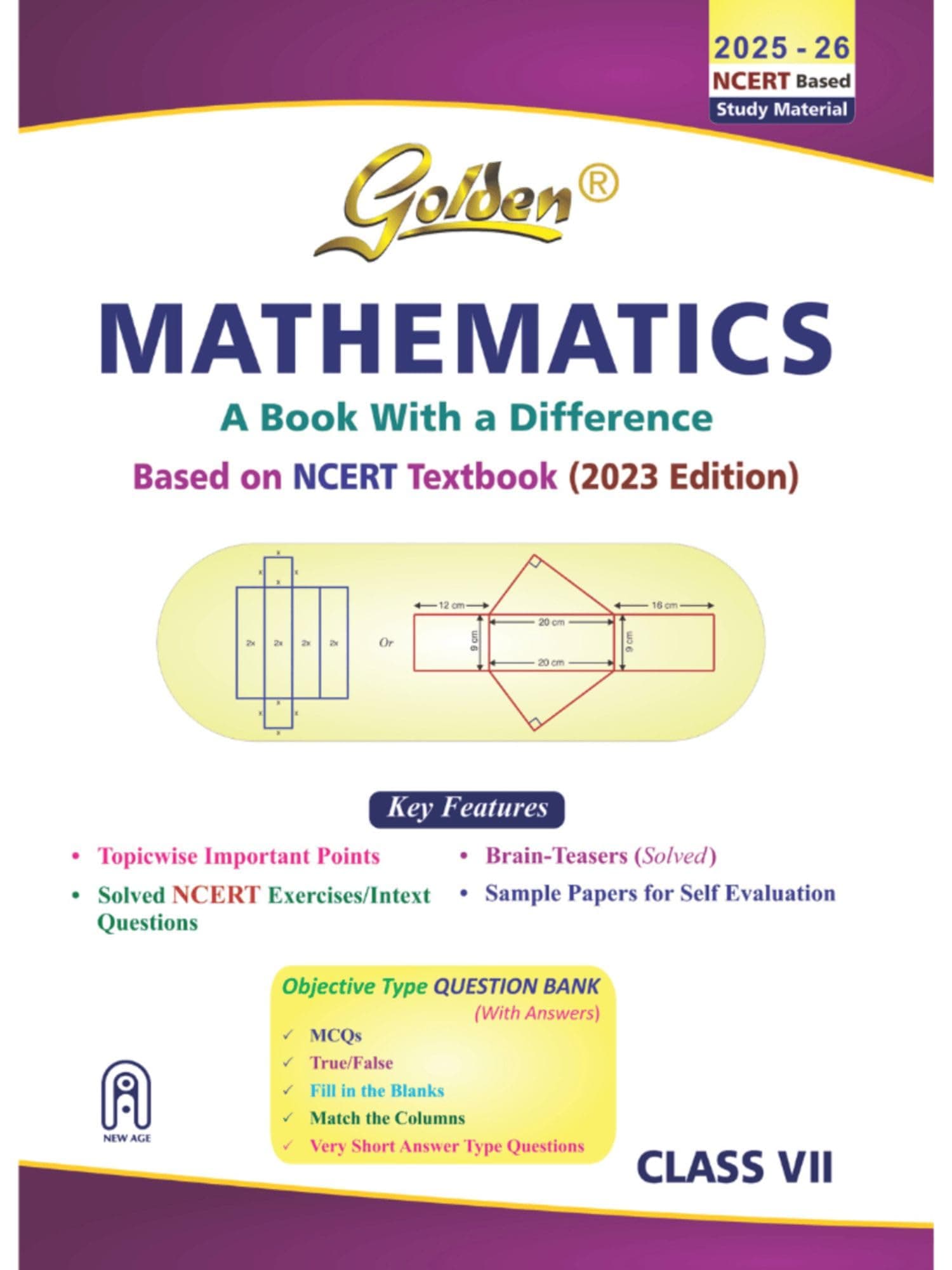 Golden Mathematics: Based on NEW NCERT for Class - 7 (For 2025 Final Exams, includes Objective Type Question Bank)