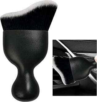 ZicinerCar Detailing Brush, Curved Soft Bristles Auto Removal Dust Collectors, Universal Vehicle Dashboard, Air Conditioner Vents etc Interior Cleaning Tool Accessories (Black/White)