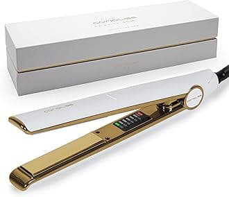 CoriolissC1 Hair Straightener for Women | Professional Titanium Plates | Ionic Flat Iron | Temperature Control 120°C to 235°C | Straightening and Waves | UK Plug (White Gold)