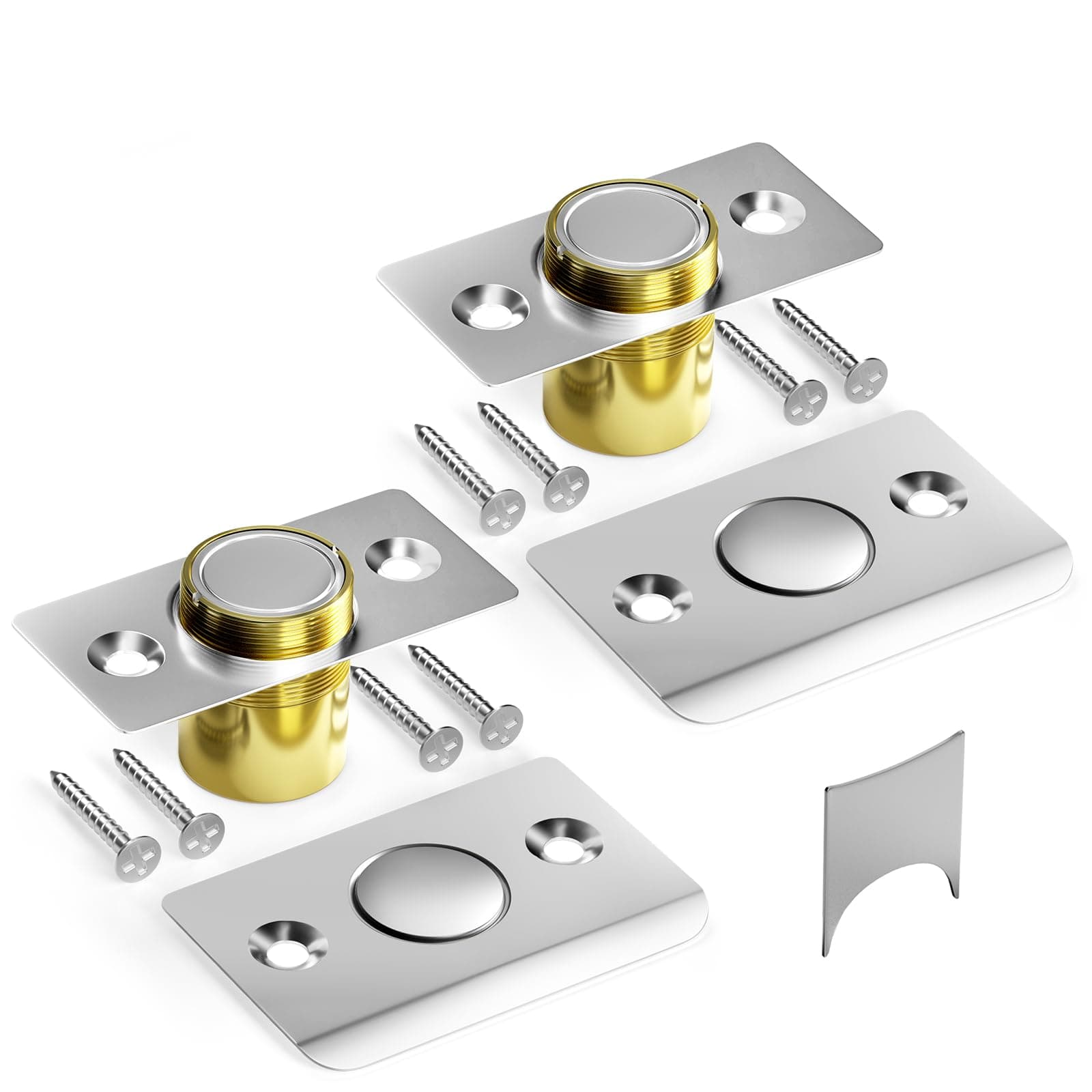 Tonitrui Silent Ball Catch, Adjustable Strong Magnet Door Catch，Using Noise Free, Replacing Door Ball Catch, with Identical Installation Dimension(2 Pack, Silver)