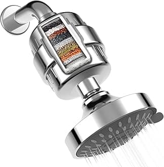 Luxury Filtered Shower Head Set 15 Stage Shower Filter for Hard Water Removes Chlorine and Harmful Substances - Showerhead Filter High Output (5 - Mode Shower Head)