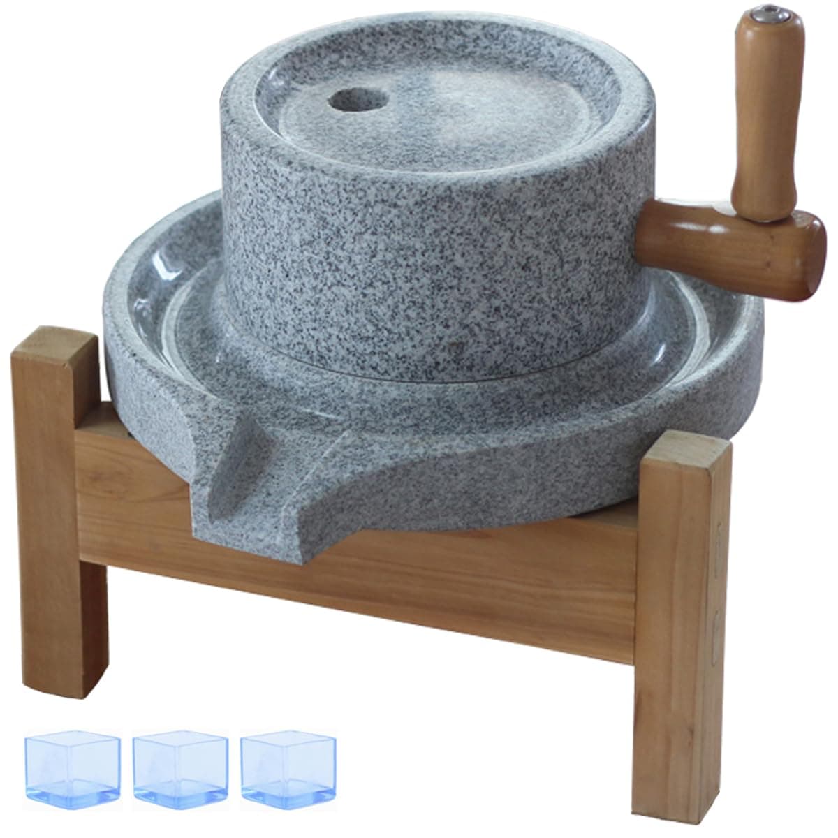 Medium Manual Grain Wheat Flour Paste Stone Mill Grinder, Original Tofu Soymilk Sesame Beans Granite Stone Mill, Natural Rustic Style Hand Crank Food Mill Grinder (M (13.7 Inches / 35 cm))
