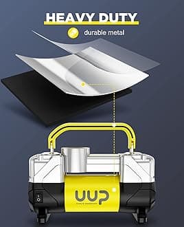 Tire Inflator Air Compressor, 150PSI 12V DC Double Cylinders Heavy Duty Portable Air Pump w/Emergency LED Light for Truck, SUV, Car, RV