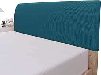 Easy-Going Stretch Bed Headboard Cover,Small Square Jacquard Headboard Slipcover, Dustproof Bed Head Cover for Bedroom (Full,Peacock Blue)