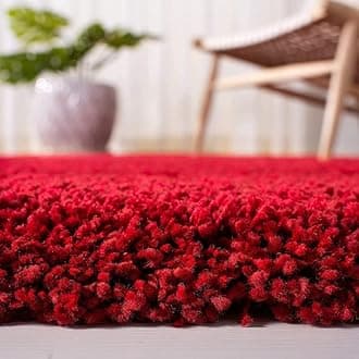 CARPET PLANET Modern Soft Shaggy Rugs Fluffy Home Decorative Carpet for Living Room 2-inch Thick Carpet PlainPlain Red(5X7 FEET)