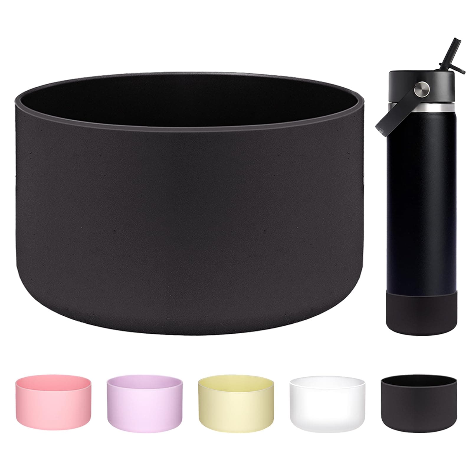 Protective Silicone Base Boot for Hydro Flask 12-24 oz Wide and Standard Mouth bottles, Anti-Slip Sleeve Cover Bumper for Hydro Water Bottle Accessories-2.83inch Bottom Diameter