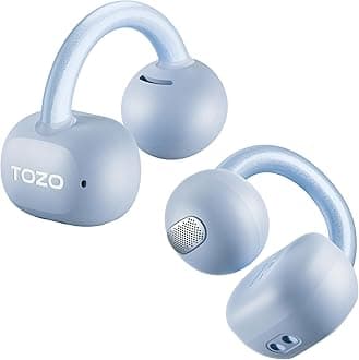 TOZO OpenEarRing True Open Ear Headphones, Lightweight Comfort Open Ear Clip Wireless Earbuds, 40H Play Bluetooth 5.4 Headphones with Smart Digital Display Design Fit Sports Running, Workout, Blue