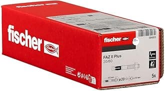 fischer564603 FAZ II Plus 20/60 gvz, Duty high Capacity, Anchor Bolt for fixings of Heavy Loads and Steel Structures, Seismic & ETA Approval, Silver, M20 x 202
