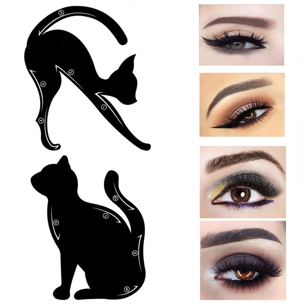 Wisdompark 4 Piece Cat Eyeliner Stencil, Matte PVC Material Repeatable Use Eyeliner Template Plate For Everyone from Beginner to Professionals, Type A