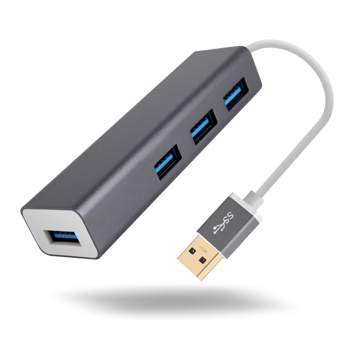 4 Ports USB 3.0 Hub Portable Data Hub for Notebook Tablet PC Mobile Phone USB Flash Drives (Grey)