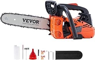VEVOR 25.4 CC 2-Cycle Top Handle Gas Powered Chainsaw 12 Inch Petrol Handheld Cordless Chain Saw for Tree Wood Cutting