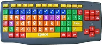 Easy2Use Large Key Large Print Lower Case Coloured Kids Keyboard USB Connector