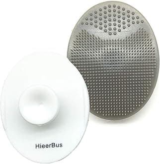 HieerBus Facial Cleansing Brush,Soft Silicone Face Scrubber,Facial Exfoliation Scrub for Massage Pore Cleansing Blackhead Removing Deep Scrubbing for All Kinds of Skins (2ed-White+Grey)