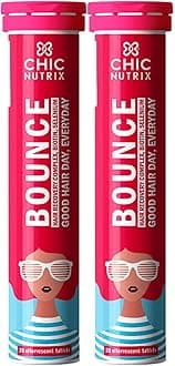 CHICNUTRIX Bounce | 40 Raspberry Flavoured Effervescent Tablet | Biotin With Selenium And Amino Acids - Hair Fall & Hair Growth Management Thick Hair - Frizz-Free Hair- Hair Fall Control Supplement