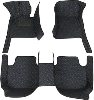 Custom Car Mat Fit for 98.99% Car Models Waterproof Full Coverage All Weather Protection Leather Car Floor Mats (Black Blue)