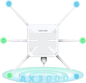 2025 AX3000 Outdoor WiFi 6 Extender, WAVLINK Long-Range WiFi Repeater/Access Point with Dual Band/PoE/IP67 Waterproof/6 x 7dBi Antennas, Supports Up to 256 Devices for Garage, Yard, RV, Farm