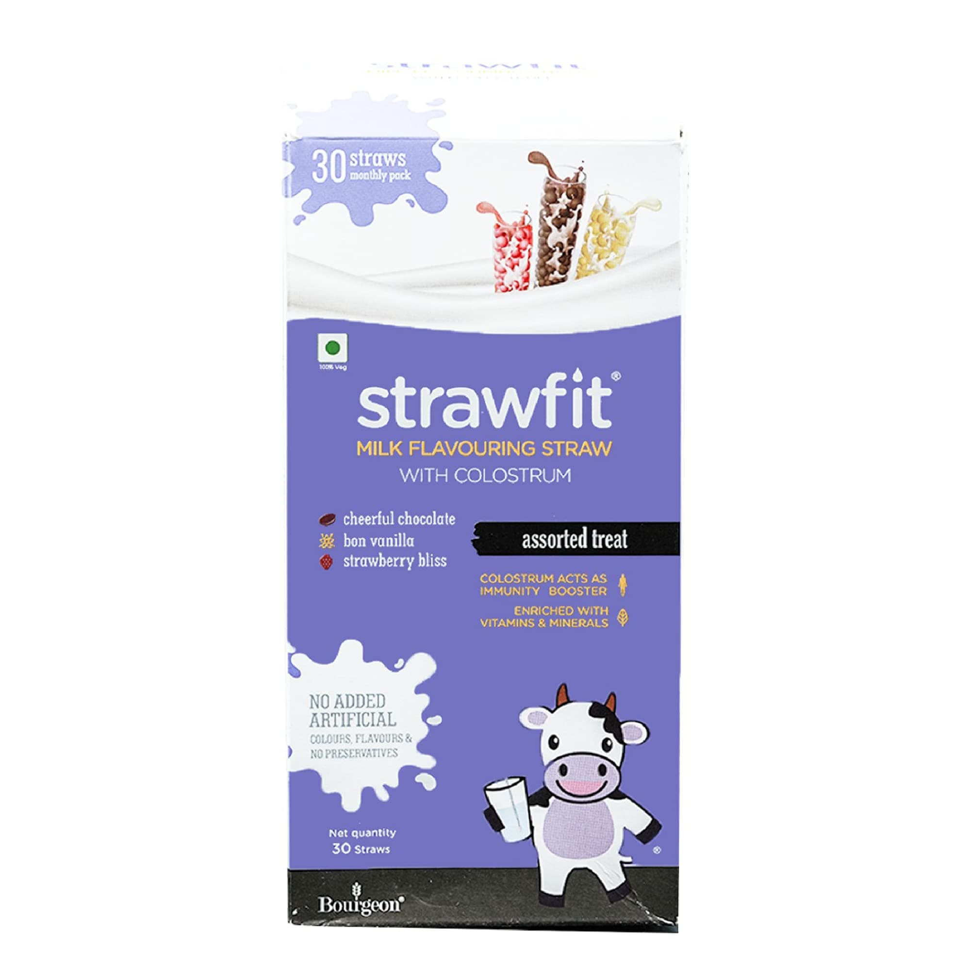 Assorted Pack Flavoring Straws with Colostrum for Immunity | Yummy and Nutritious and Healthy Choice | New Way of Drinking Milk | India's 1st Milk Flavored Straw - (Total - 30 straws)