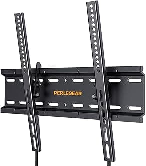 Perlegear TV Wall Mount for 26-60 inch TVs up to 52kg, Tilting TV Mount 55 inch with Safe Pull Strings, Low Profile Save Spacing, Max VESA 400x400mm, PGMTK1