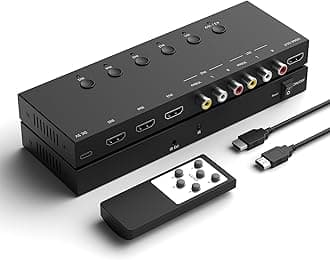 - 2 AV Inputs + 3 HDMI 2.0 Inputs to HDMI Converter (5 in 1) with Upgrade New Version