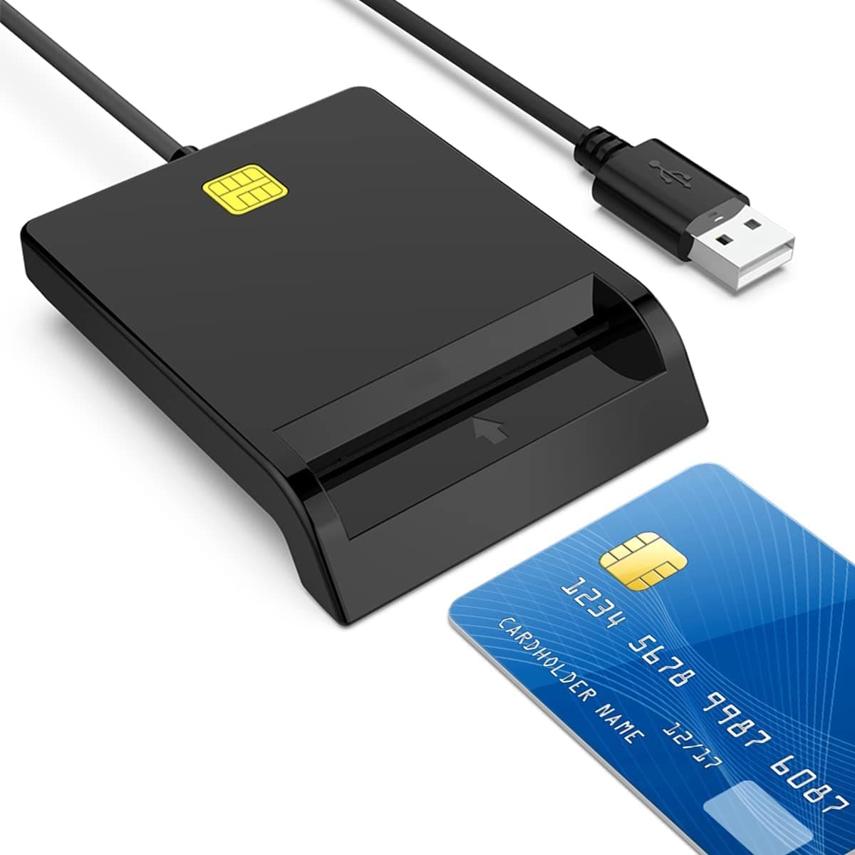 Smart Card Reader USB for Bank, SIM, Chip, IC, CAC Cards - Plug & Play Compatible With Windows, Linux, Mac OS 10.5 and Above