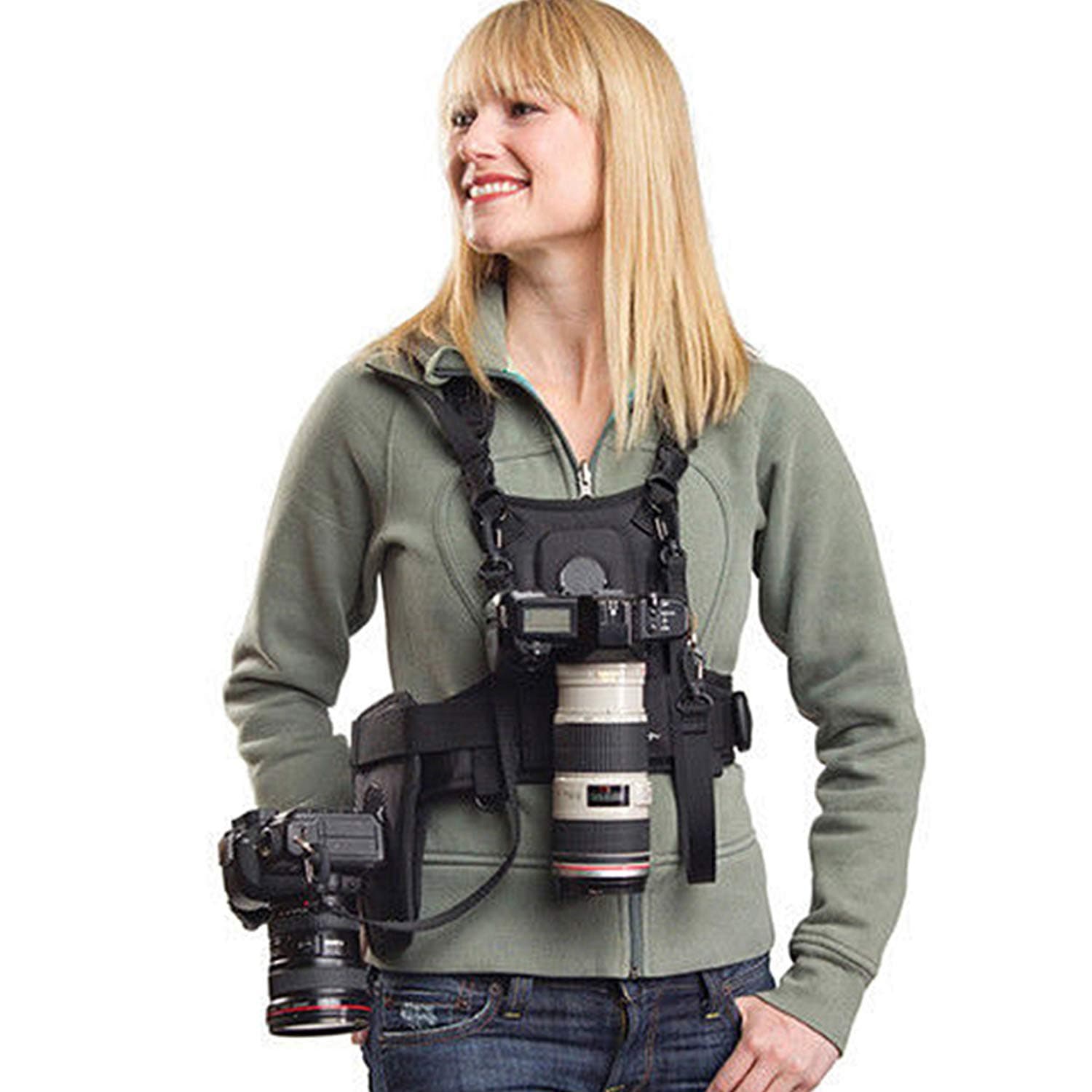 Micnova MQ-MSP01 Multi Camera Carrying Chest Harness System Vest with Side Holster & Cleaning Cloth for Canon 6D 600D 5D2 5D3 Nikon D90 Sony A7S A7R A7S2 Panasonic Olympus DSLR Cameras