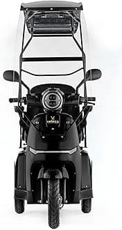 VELECO TURRIS with Canopy- 3 Wheeled Mobility Vehicle - Fully Assembled and Ready to use - Full LED Lights - High Contrast Display - Alarm System (Black)