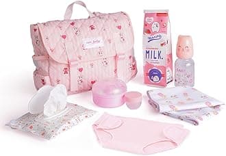9 Pcs Reborn Baby Doll Accessories for 17-22 Inch Reborn Dolls, Diaper Bag Set with 2 Diapers, Changing Pad, Bottle, Tissue and Care Set, Great for Children's Pretend Play, Doll Not Included