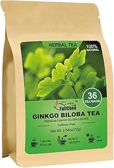 Ginkgo Biloba Tea Bags, 36 Teabags - Premium Dried Ginkgo Biloba Leaves - Non-GMO - Caffeine-free - Support Memory & Focus